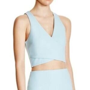 Likely Baby Blue V-Neck Criss Cross Sleeveless Cropped Top Chic Size 0